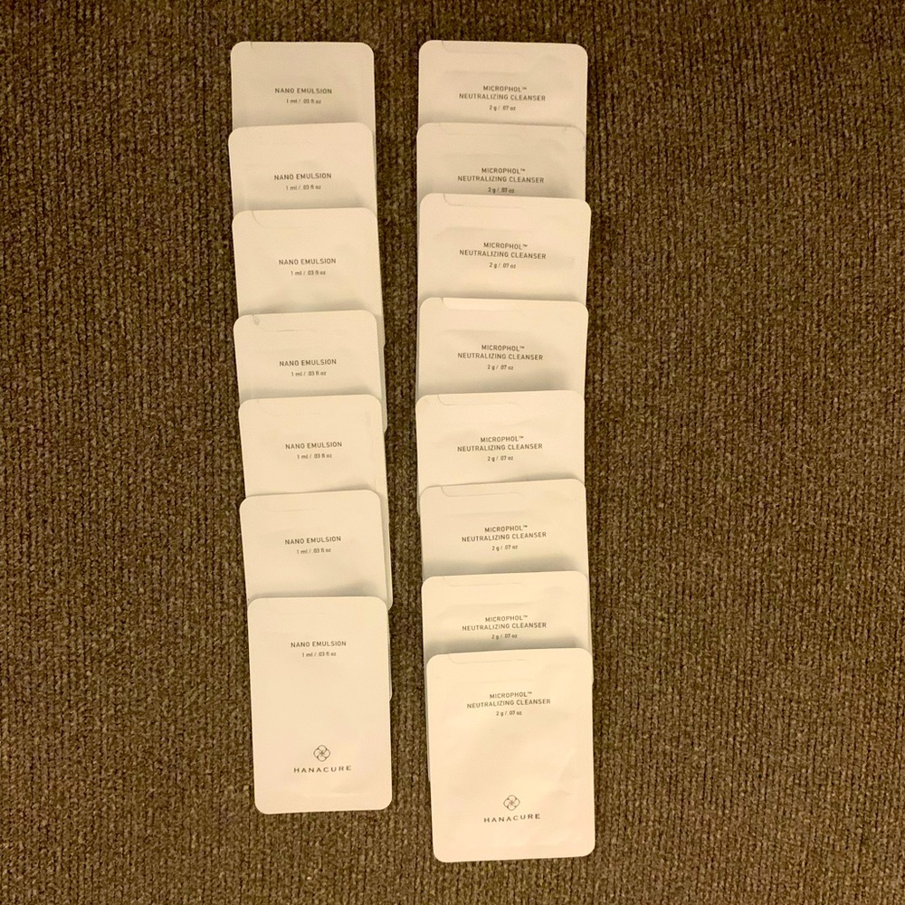 15 Hanacure Samples, Microphol Neutralizing Cleanser and Nano Emulsion